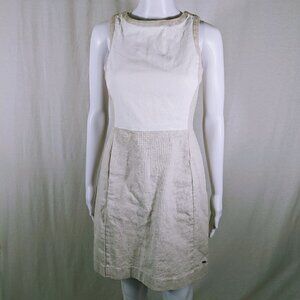 Tommy Hilfiger White and Tan Sheath Sleeveless Dress Size 0